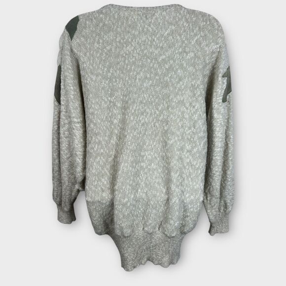 Vintage Crochet Floral Beaded Wearable Art Beige Earth Tones Sweater Medium - Picture 2 of 8